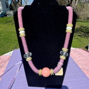 Retro Funky Pink Bead Necklace